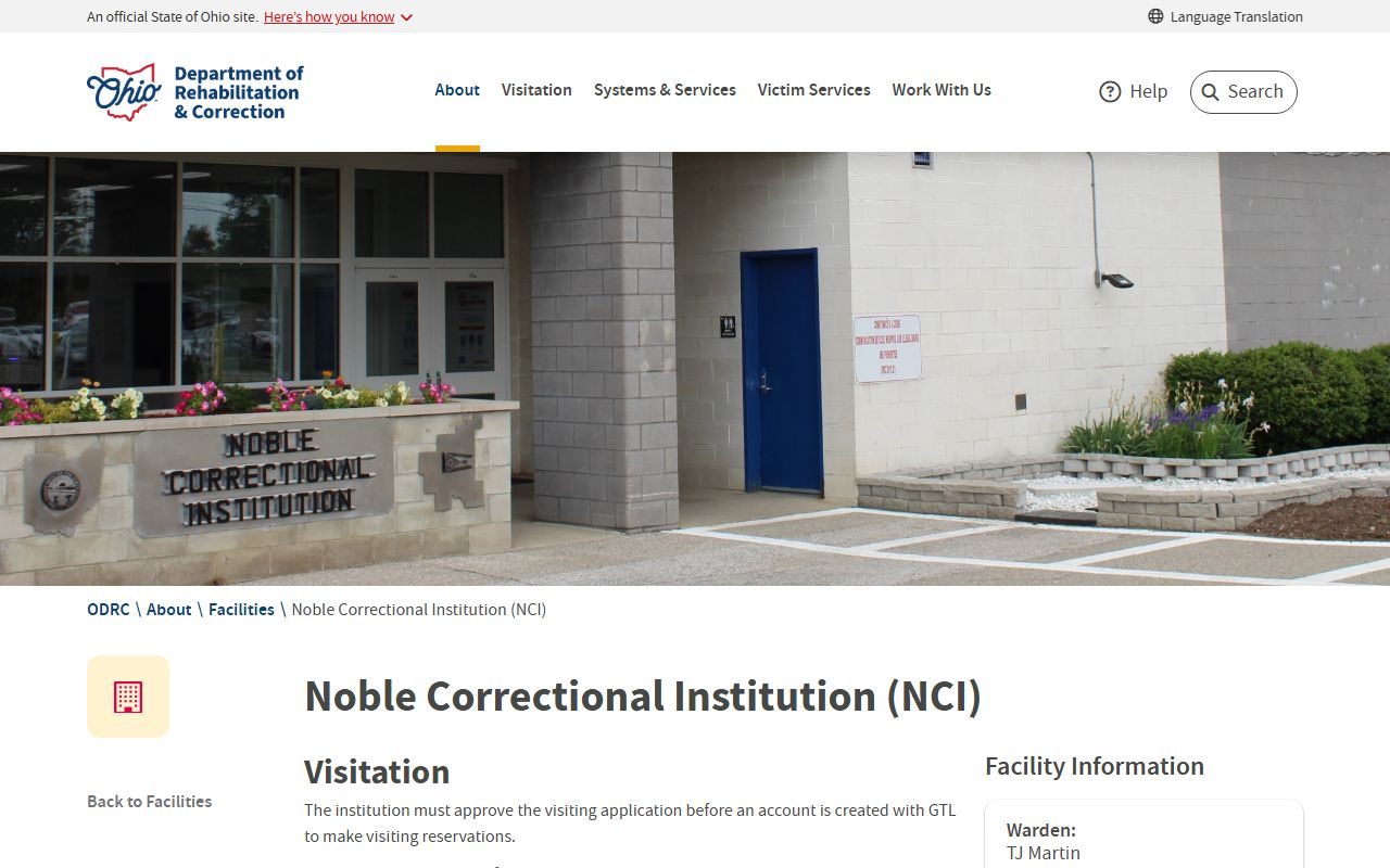 Noble Correctional Institution ODRC prison facility profile